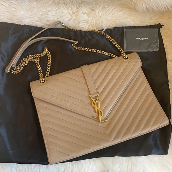 YSL Grain De Poudre Large Matelasse Chevron Satchel - Picture 3 of 17